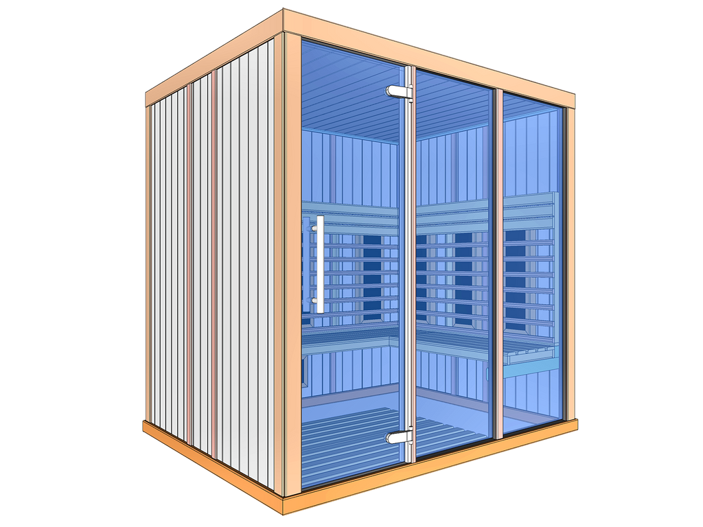 4 Person Indoor Infrared Sauna with  L-shaped Benches