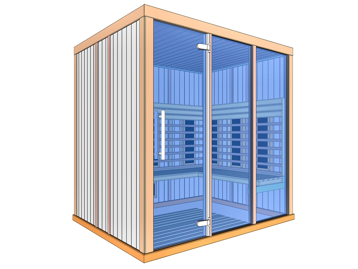 4 Person Indoor Infrared Sauna with  L-shaped Benches