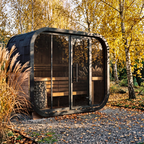 2–6 Person Rounded Outdoor Sauna Cabin with Full Glass Front