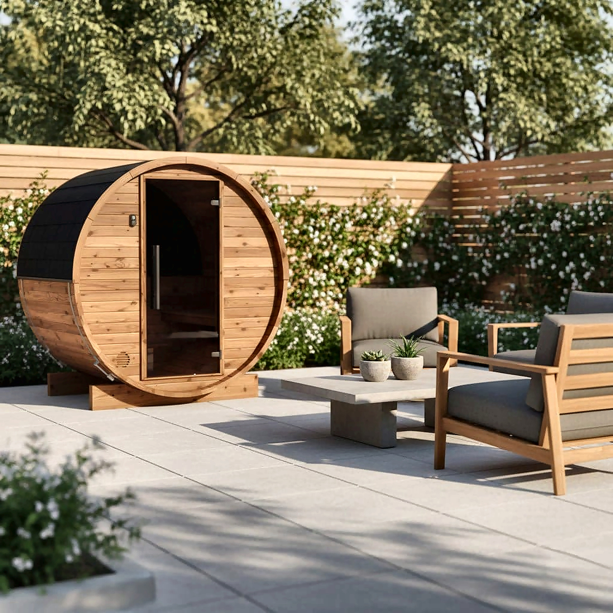 Compact Barrel Sauna by Cartvora — 2 Person Outdoor Sauna