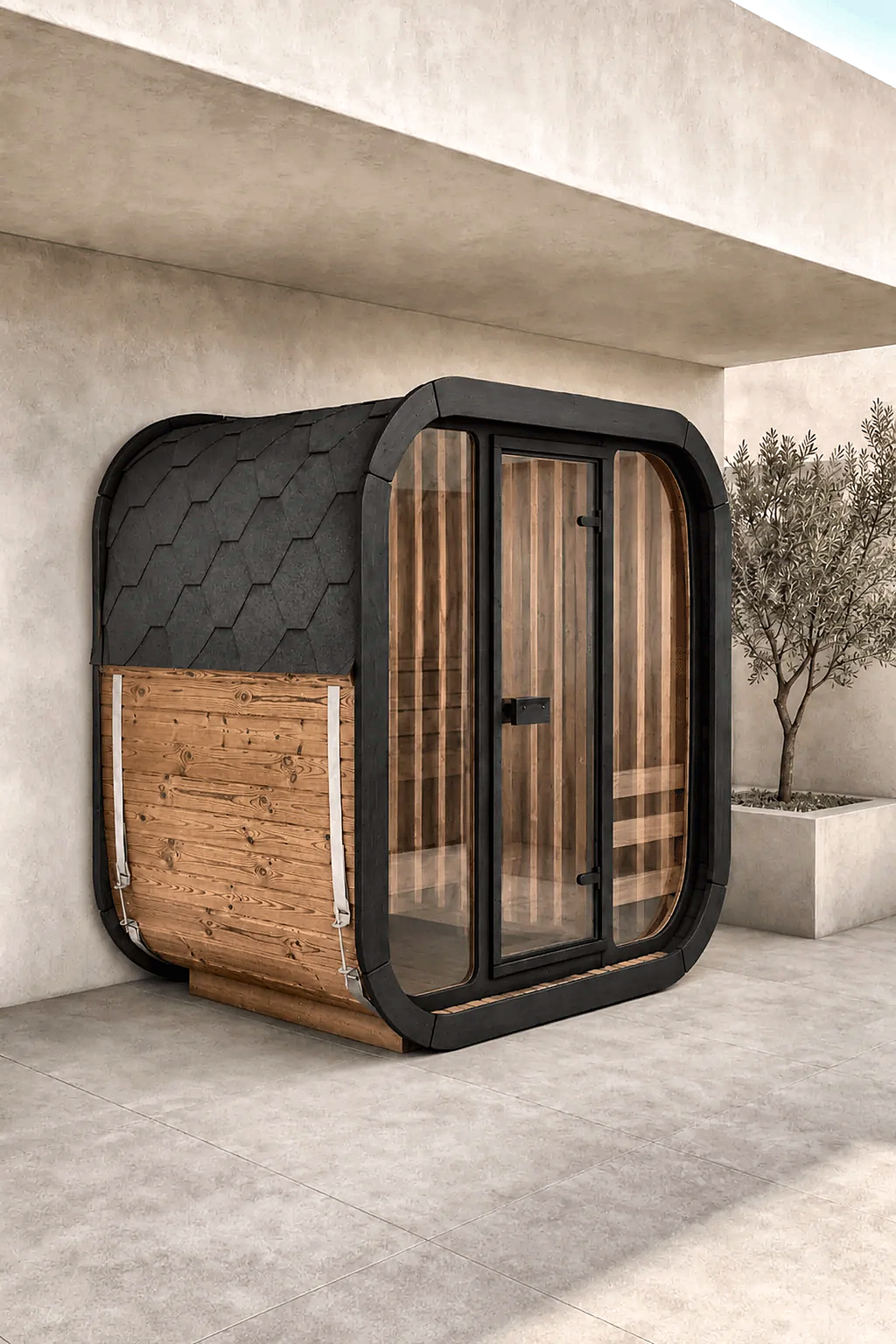 Compact Nordic Outdoor Sauna with Glass Front