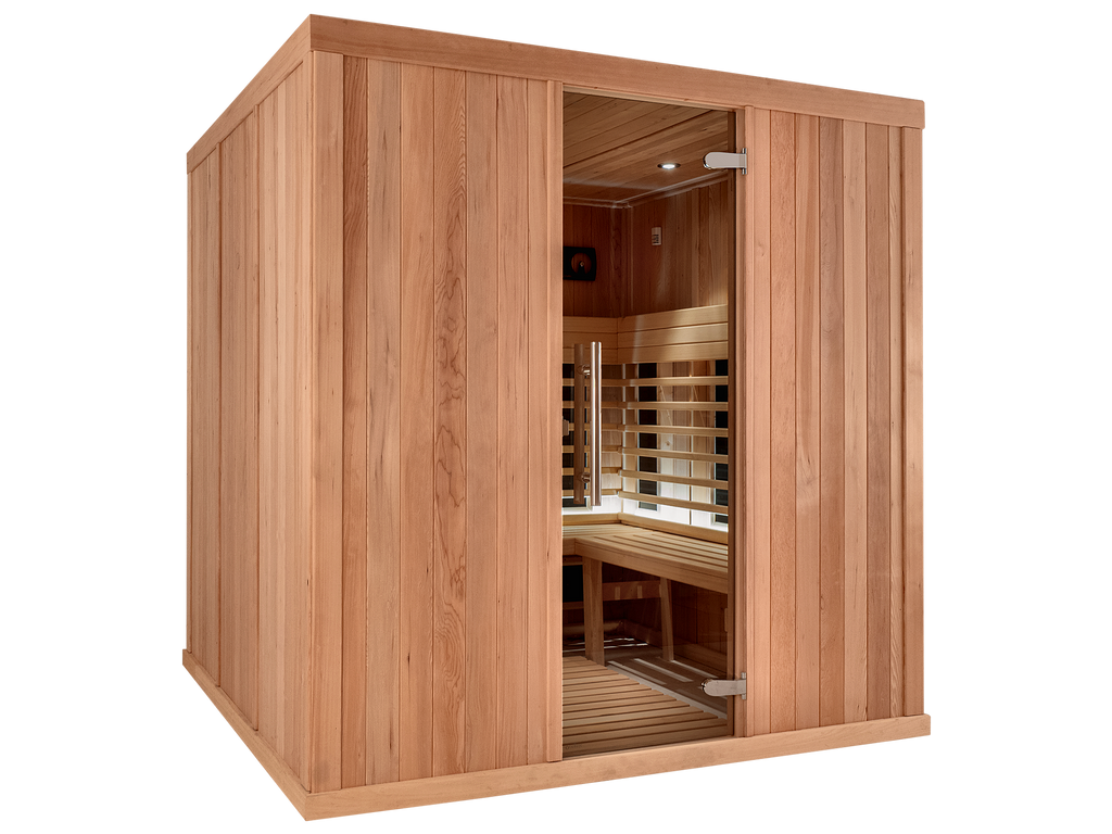 5 Person Square Indoor Infrared Sauna with L-Shaped Benches