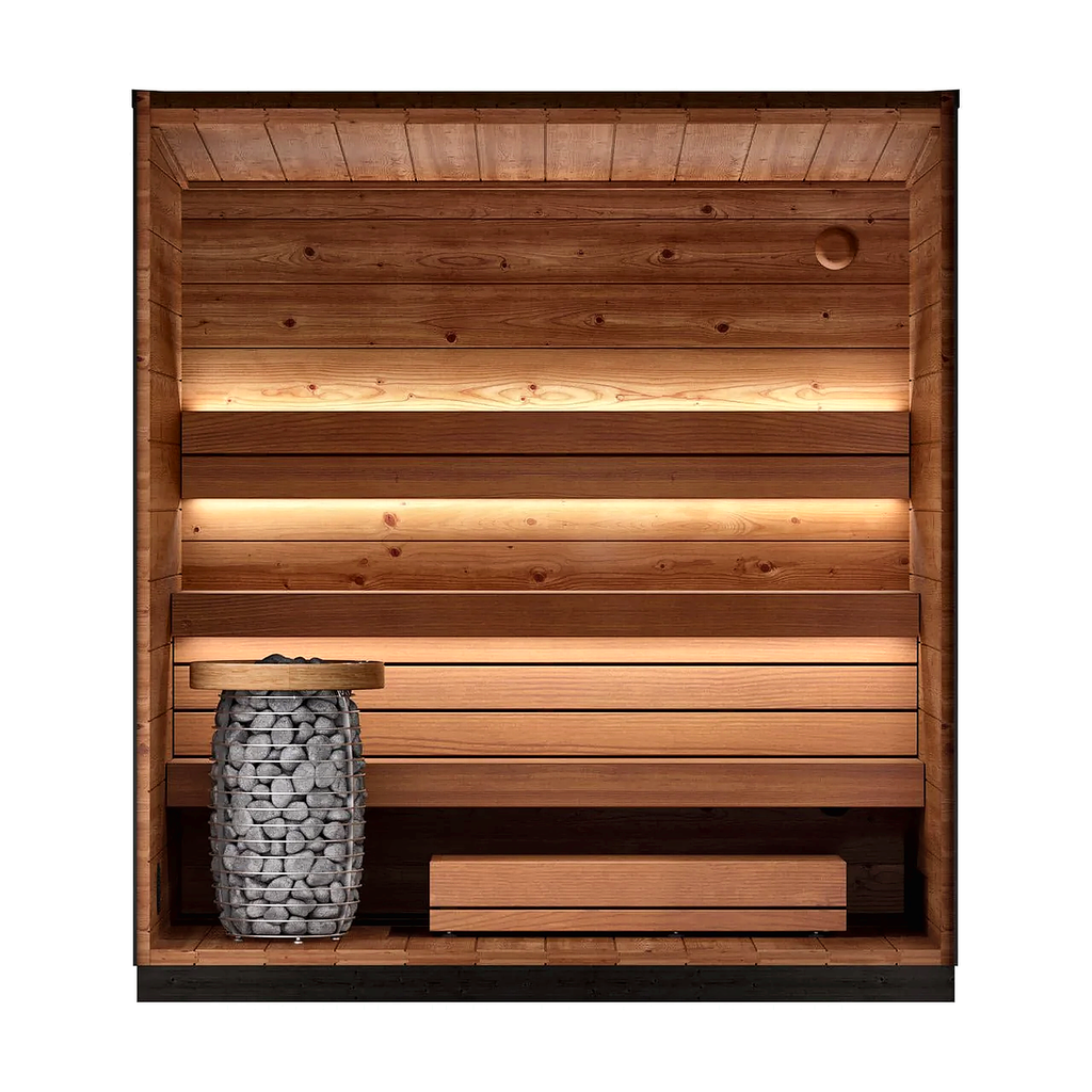 3–4 Person Compact Outdoor Sauna with Panoramic Glazing