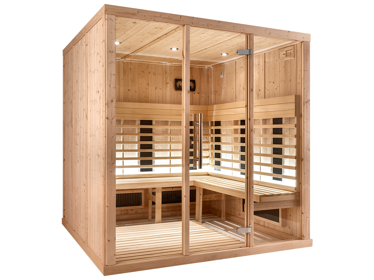 5 Person Square Indoor Infrared Sauna with L-Shaped Benches