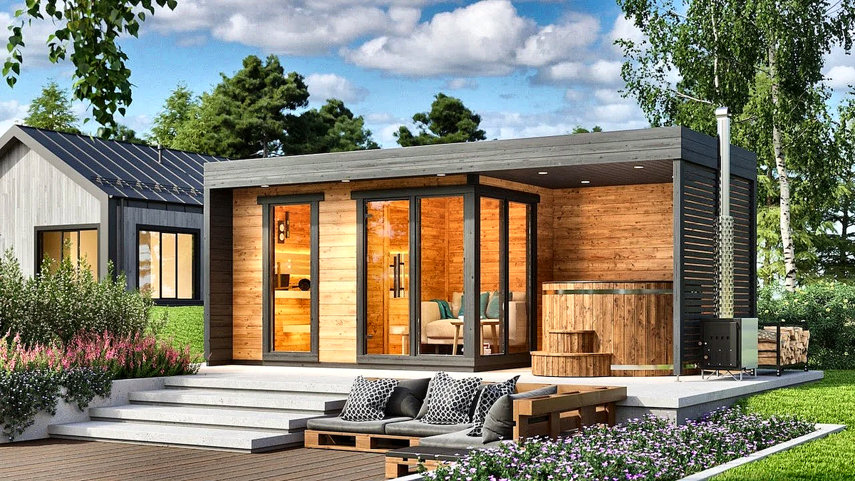 5 Person Large Outdoor Sauna with Long-Format Design