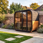 2–6 Person Rounded Outdoor Sauna Cabin with Full Glass Front