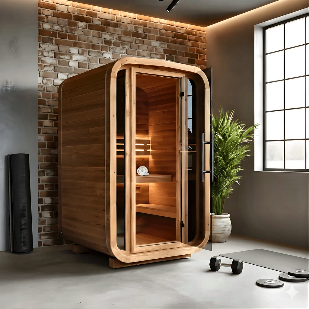 2 Person Indoor Cube Sauna with Thermo Spruce Construction