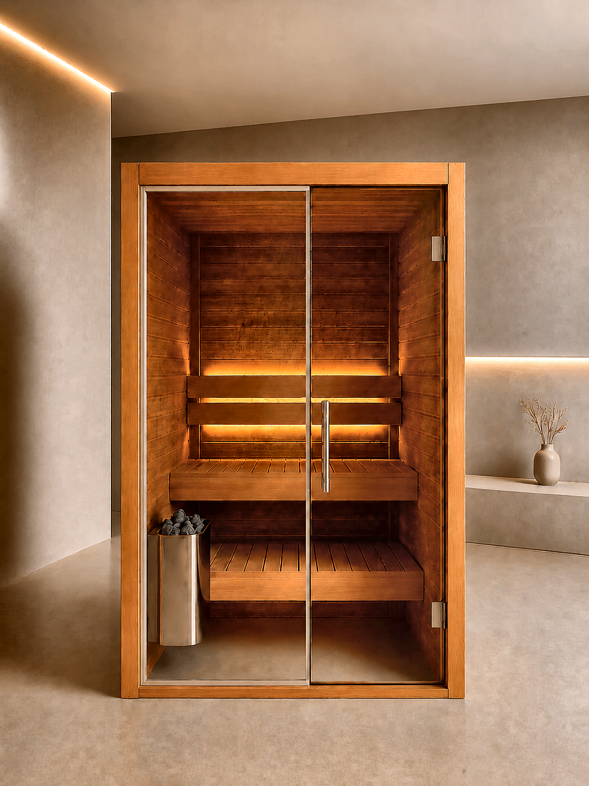 2 Person Indoor Traditional Sauna with Thermo Pine Walls