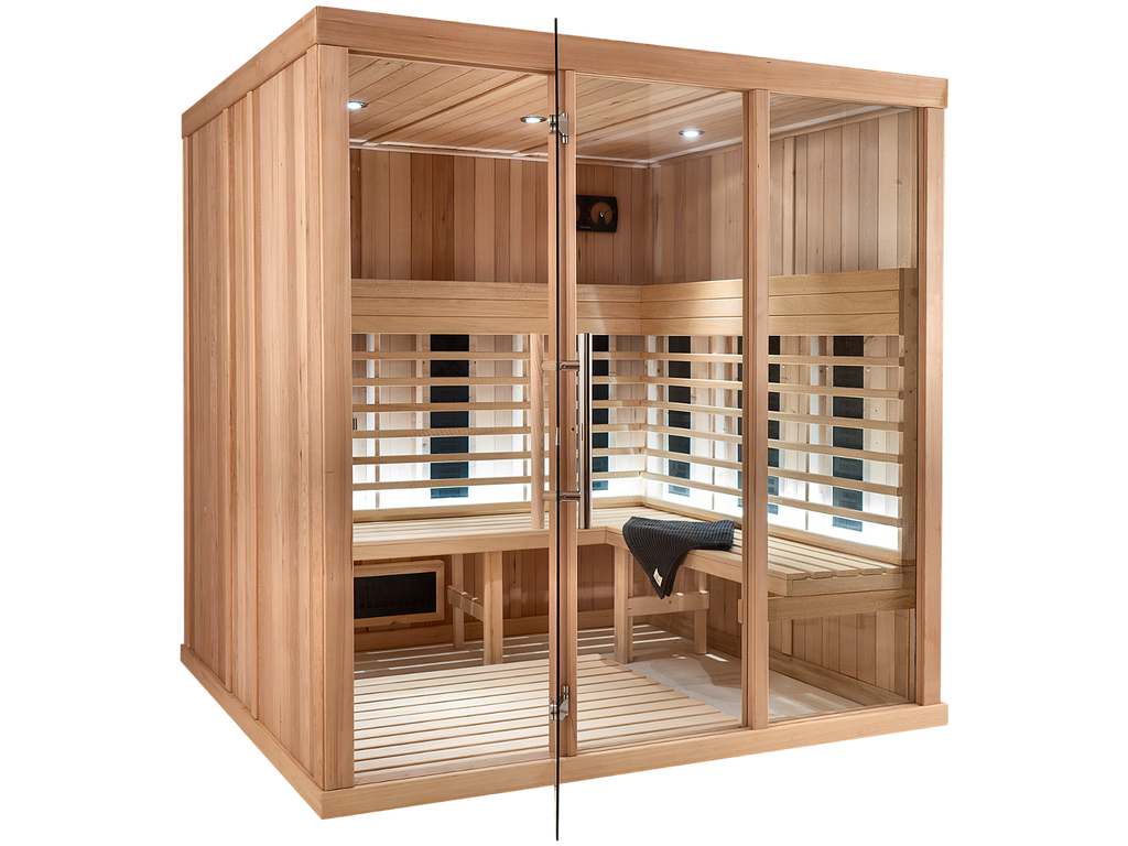 4 Person Indoor Infrared Sauna with  L-shaped Benches