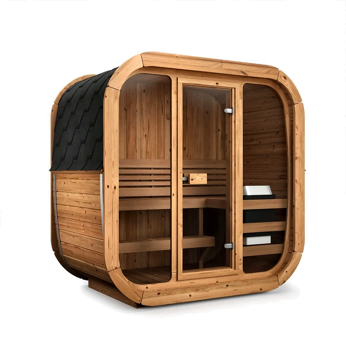 Compact Nordic Outdoor Sauna with Glass Front