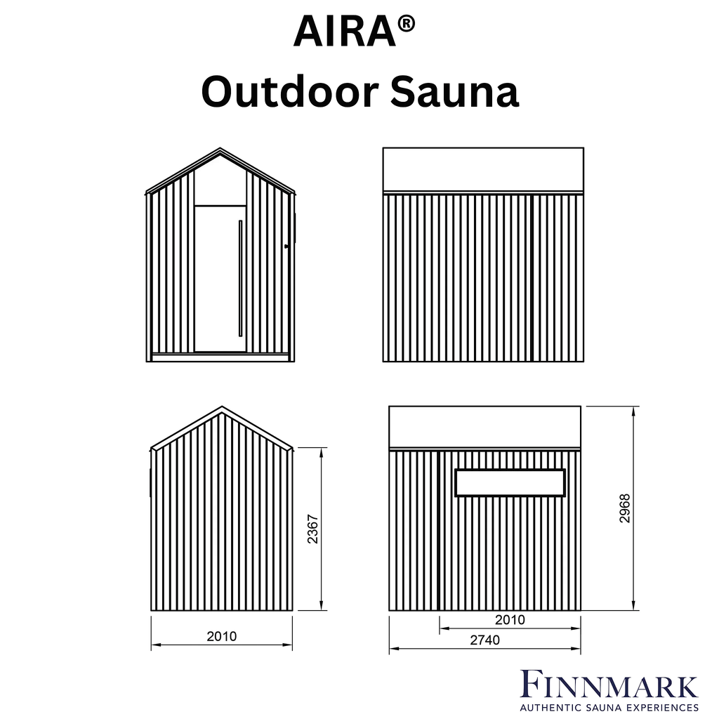 4–6 Person Black CLT Outdoor Sauna with Angled Roof