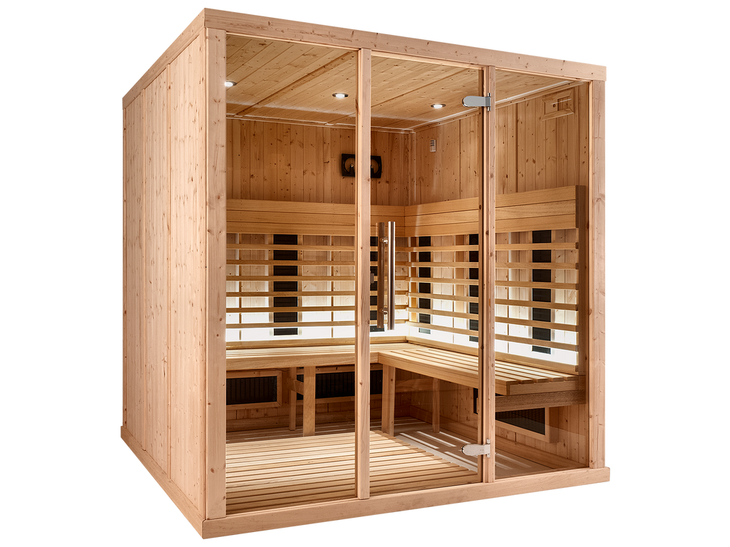 5 Person Square Indoor Infrared Sauna with L-Shaped Benches