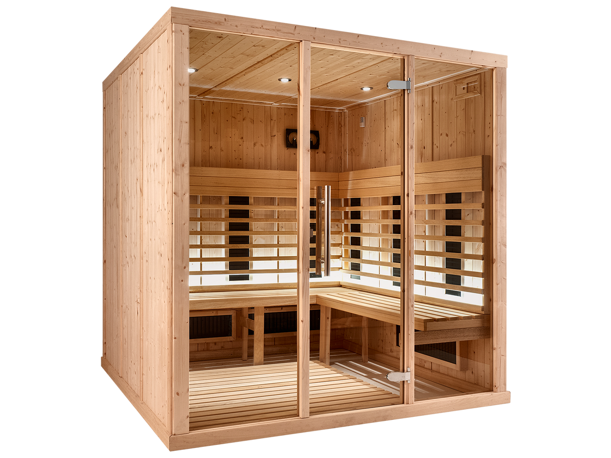 5 Person Square Indoor Infrared Sauna with L-Shaped Benches