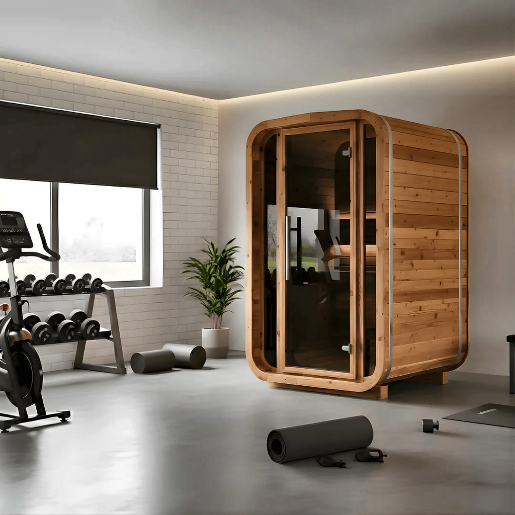 2 Person Indoor Cube Sauna with Thermo Spruce Construction
