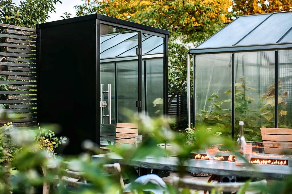 2 Person Compact Outdoor Sauna with Mirror-Glass Facade