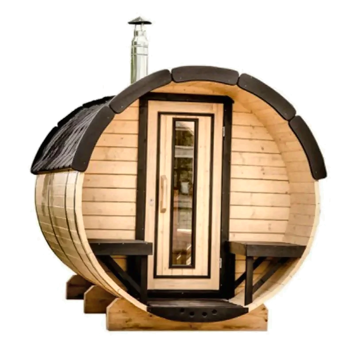 6–8 Person Outdoor Barrel Sauna with Flexible Heating Options