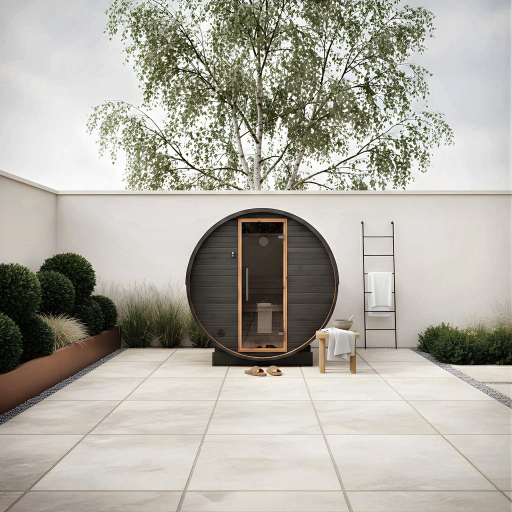 6–8 Person Large Thermowood Barrel Sauna with Window