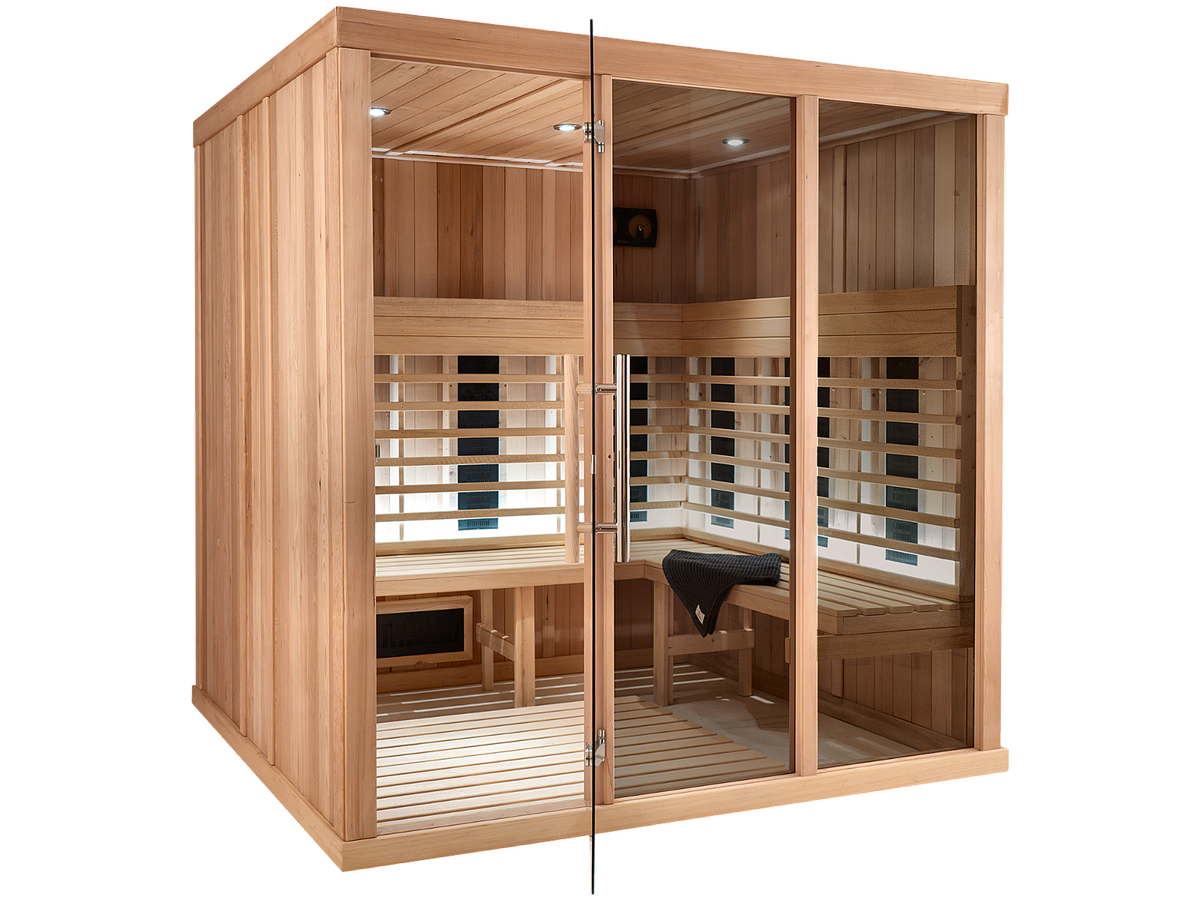 4 Person Indoor Infrared Sauna with  L-shaped Benches