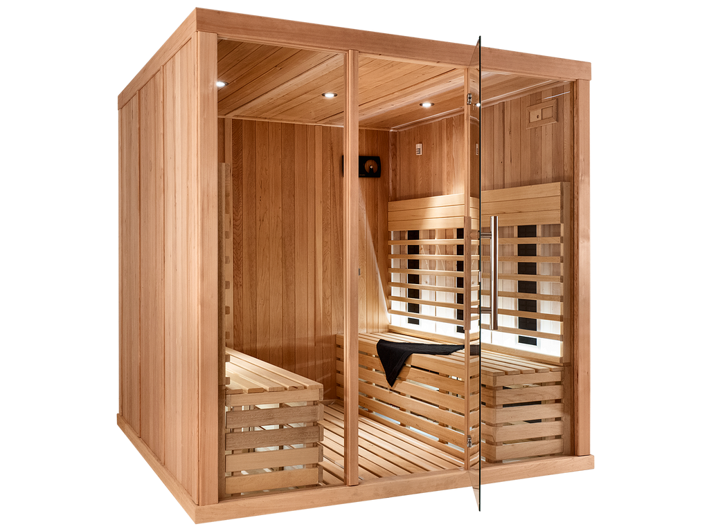 5 Person Square Indoor Infrared Sauna with L-Shaped Benches