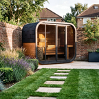 2–6 Person Rounded Outdoor Sauna Cabin with Full Glass Front