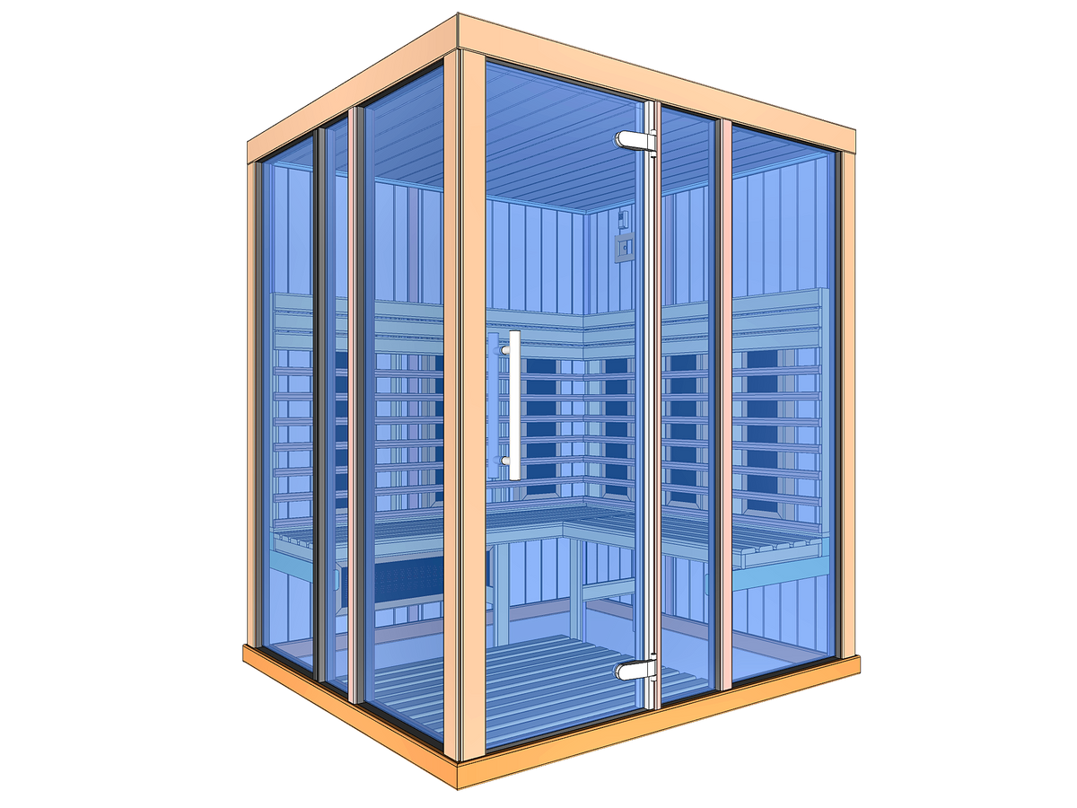 4 Person Indoor Infrared Sauna with  L-shaped Benches