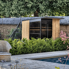 5–6 Person Modern CLT Outdoor Sauna with L-Shaped Benches