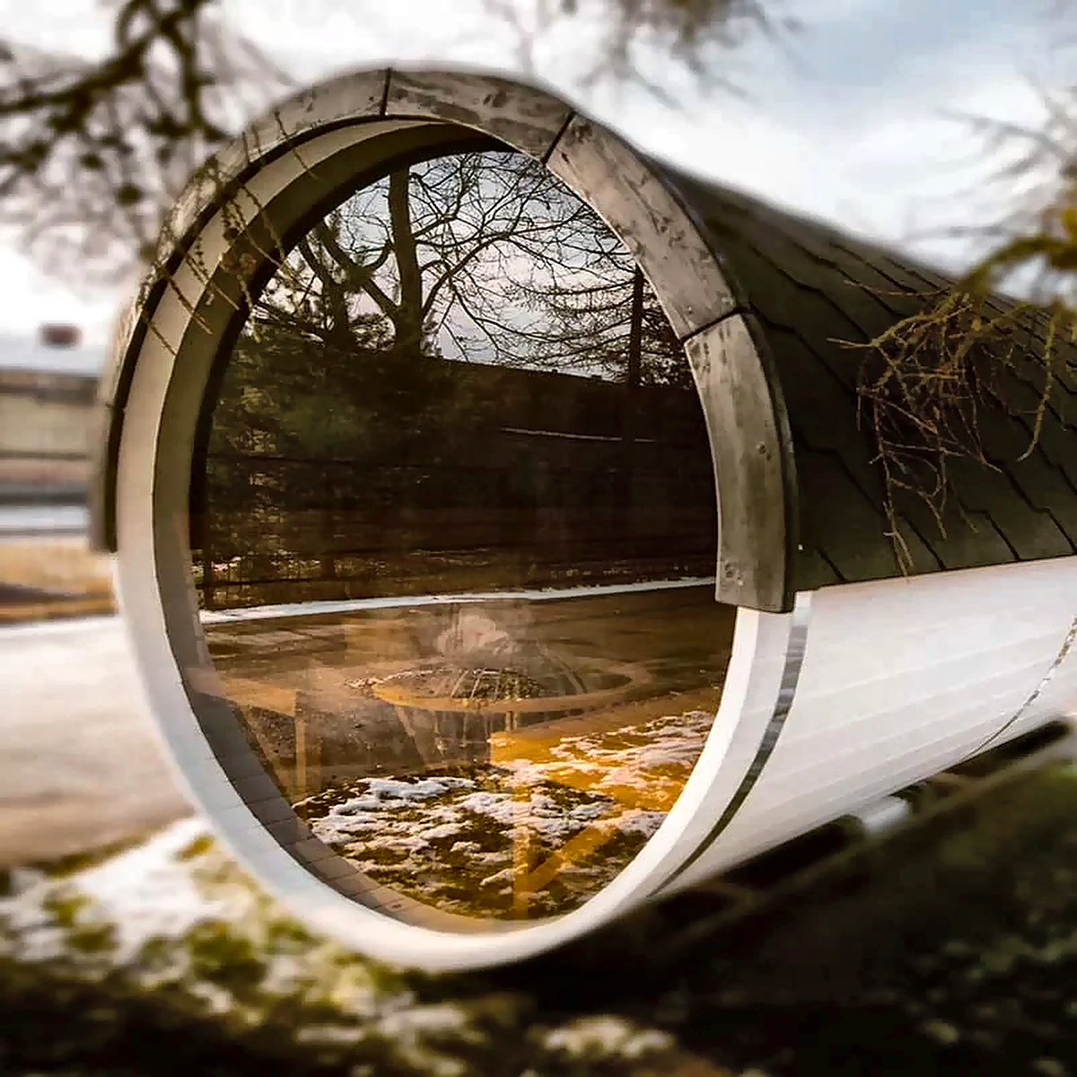 7–8 Person Luxury Thermowood Barrel Sauna with Panoramic Glass