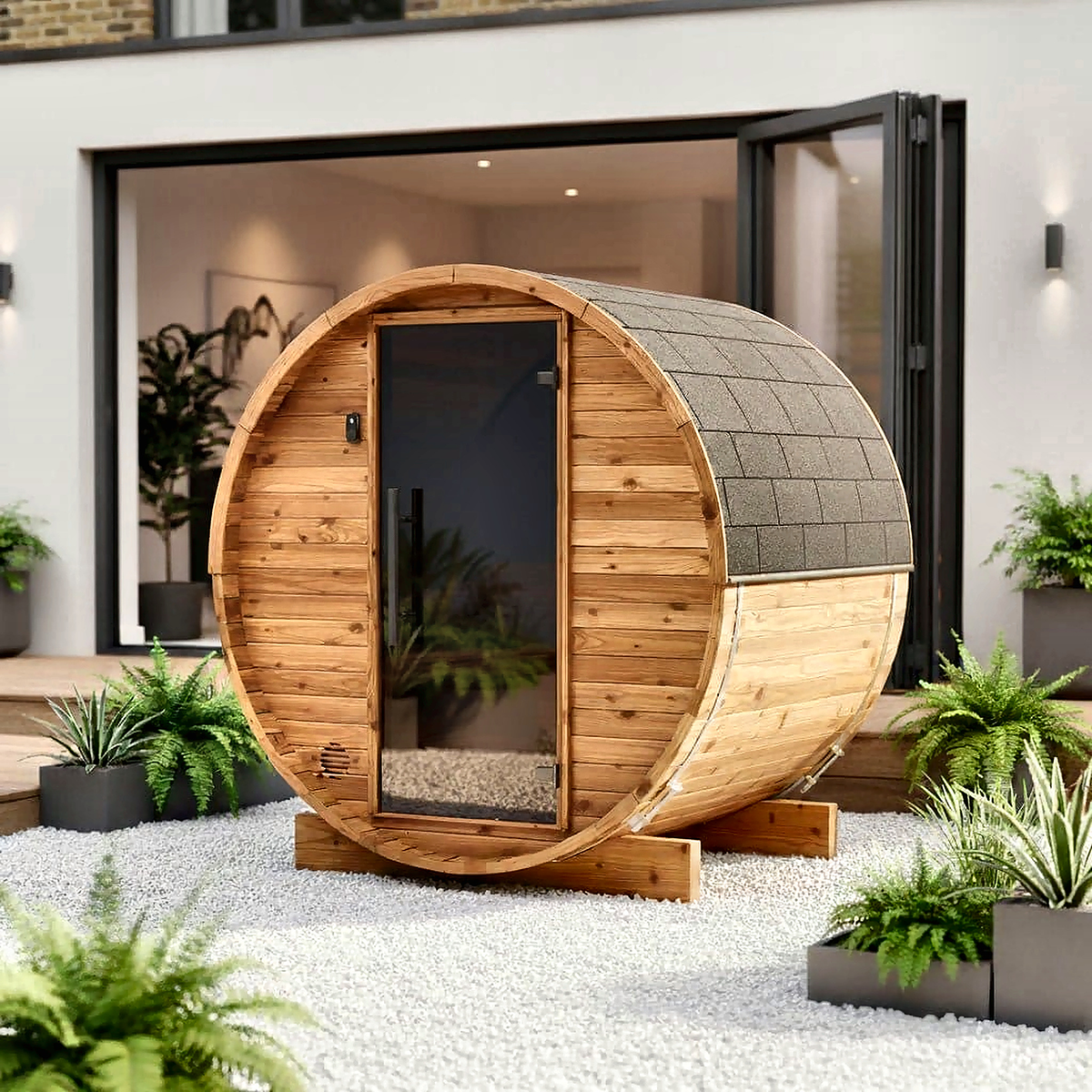 Compact Barrel Sauna by Cartvora — 2 Person Outdoor Sauna
