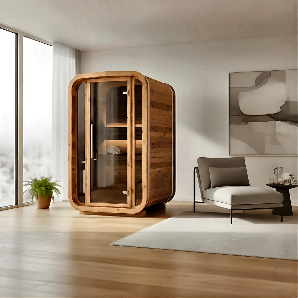 2 Person Indoor Cube Sauna with Thermo Spruce Construction