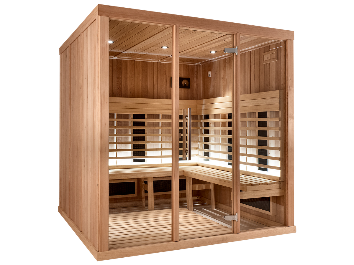 6 Person Square Indoor Infrared Sauna with Parallel Benches