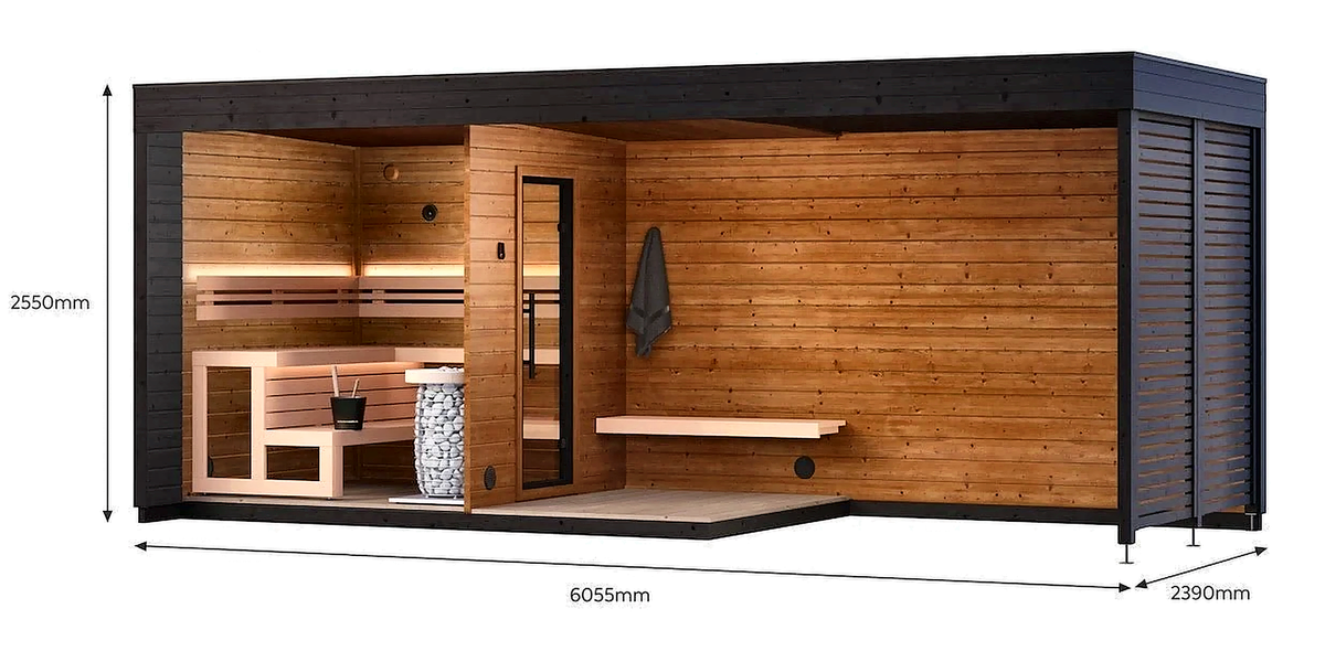 5 Person Large Outdoor Sauna with Long-Format Design