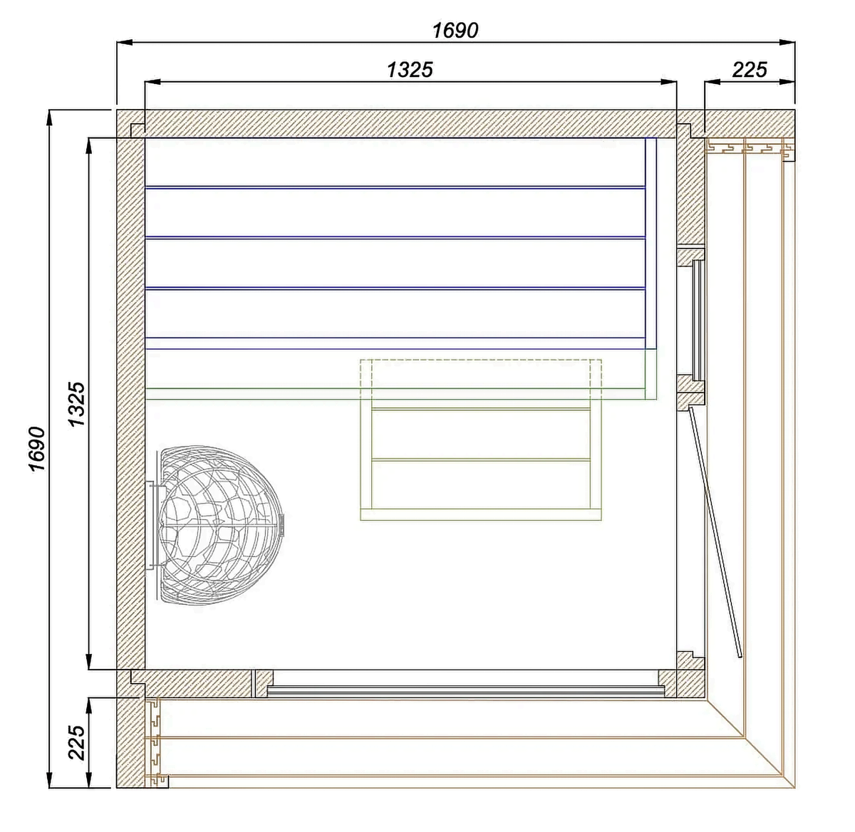 2 Person Premium Thermowood Outdoor Sauna