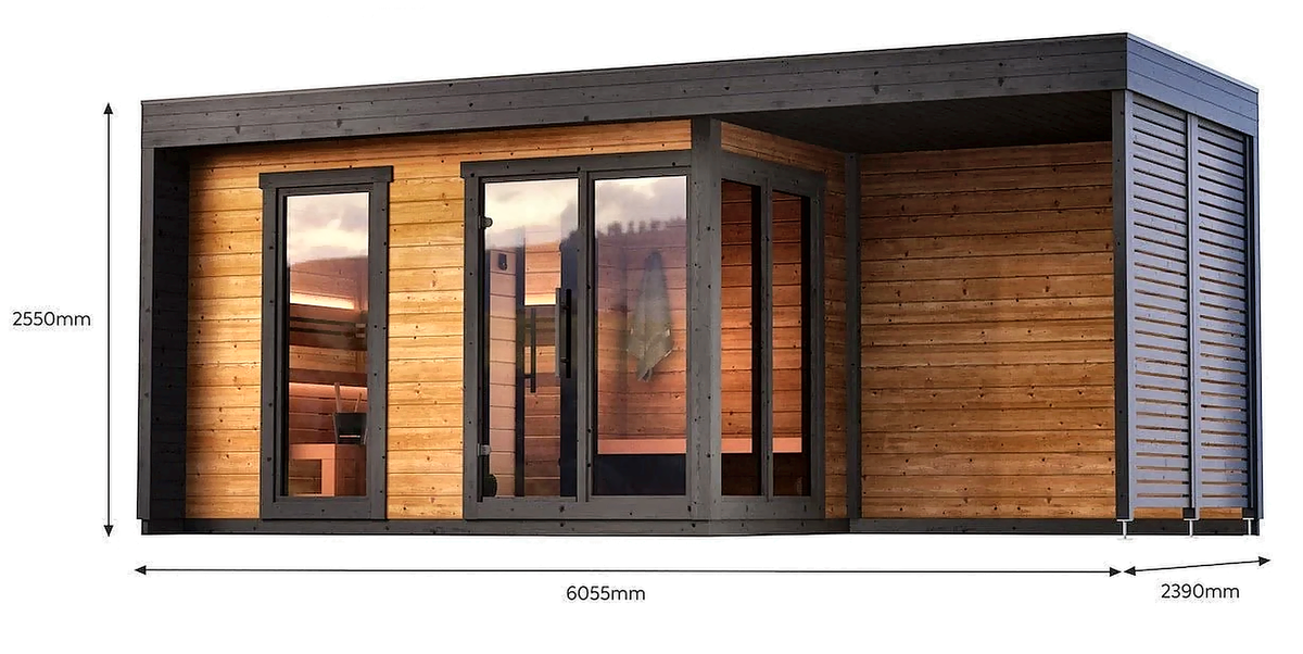 5 Person Large Outdoor Sauna with Long-Format Design