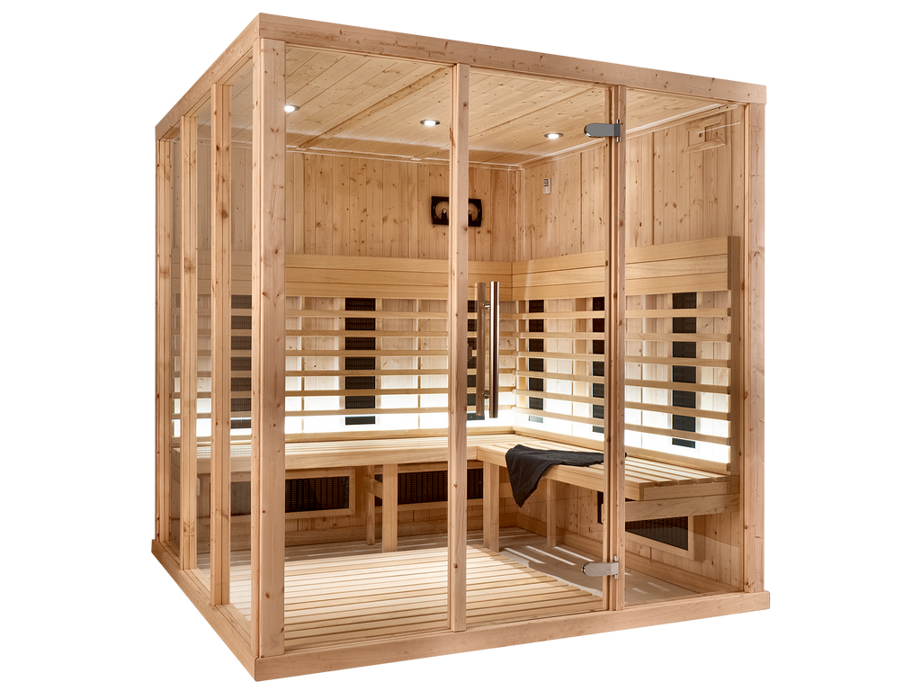 6 Person Square Indoor Infrared Sauna with Parallel Benches
