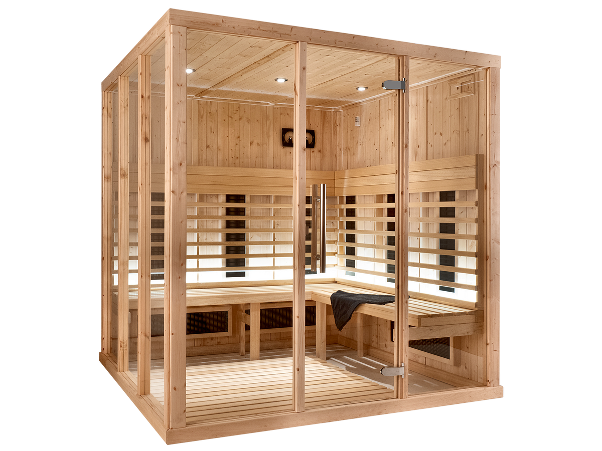6 Person Square Indoor Infrared Sauna with Parallel Benches