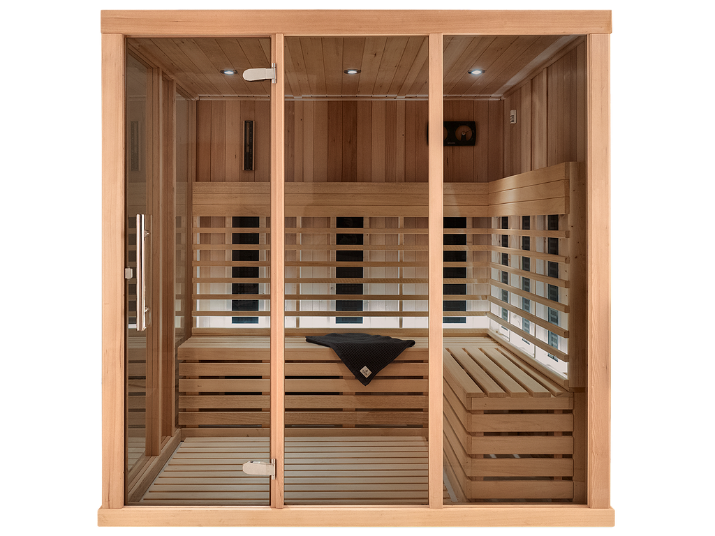 4 Person Indoor Infrared Sauna with  L-shaped Benches