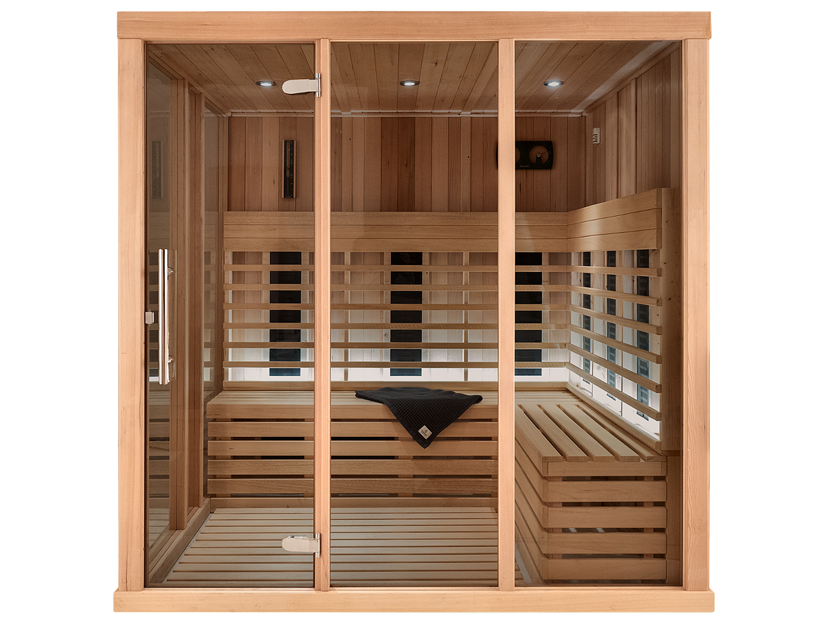 4 Person Indoor Infrared Sauna with  L-shaped Benches