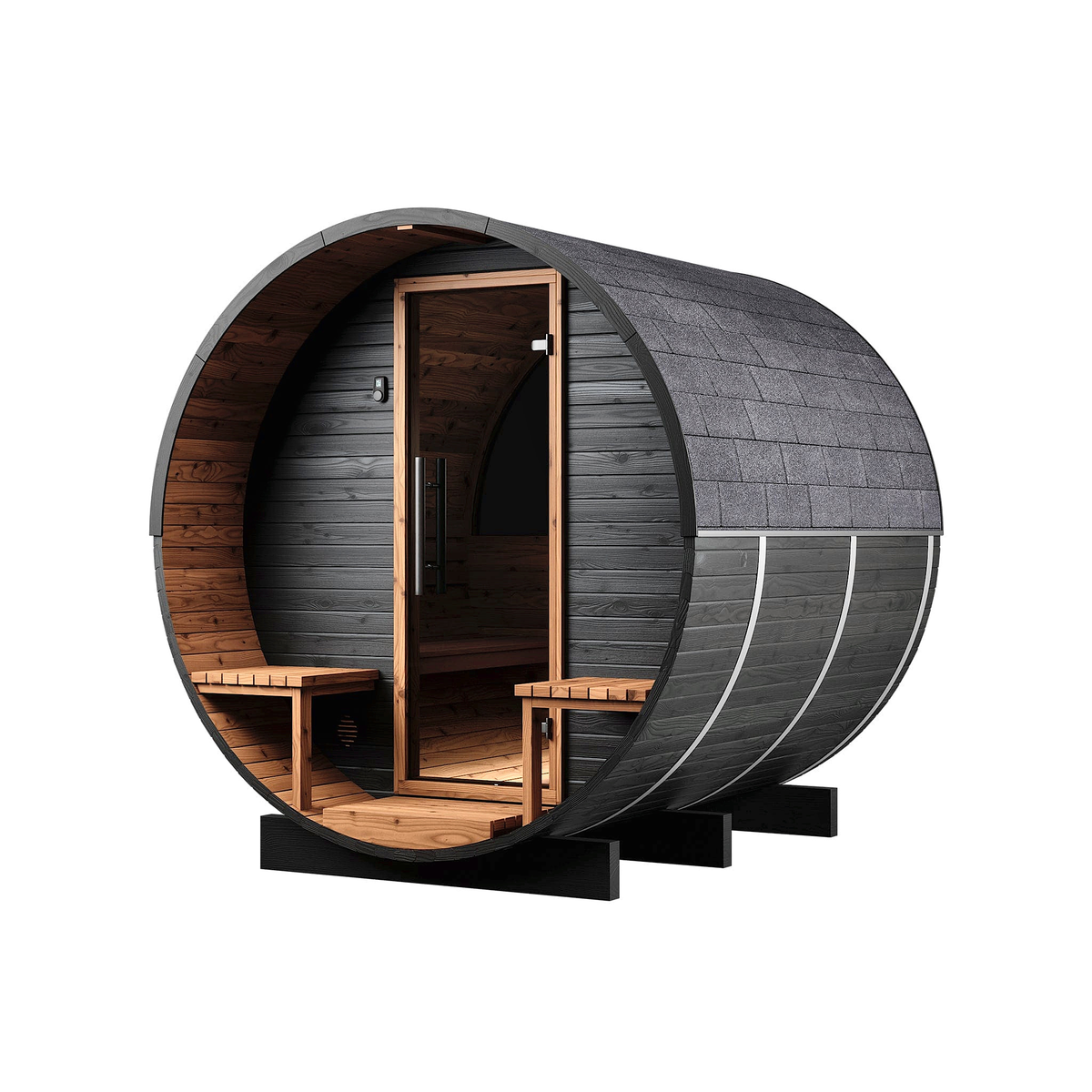 Black Barrel Sauna by Cartvora — 2–4 Person with Terrace