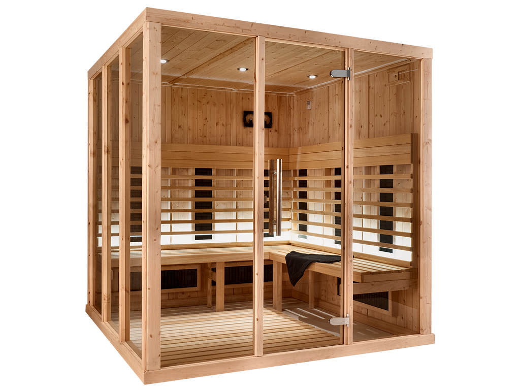 6 Person Square Indoor Infrared Sauna with Parallel Benches