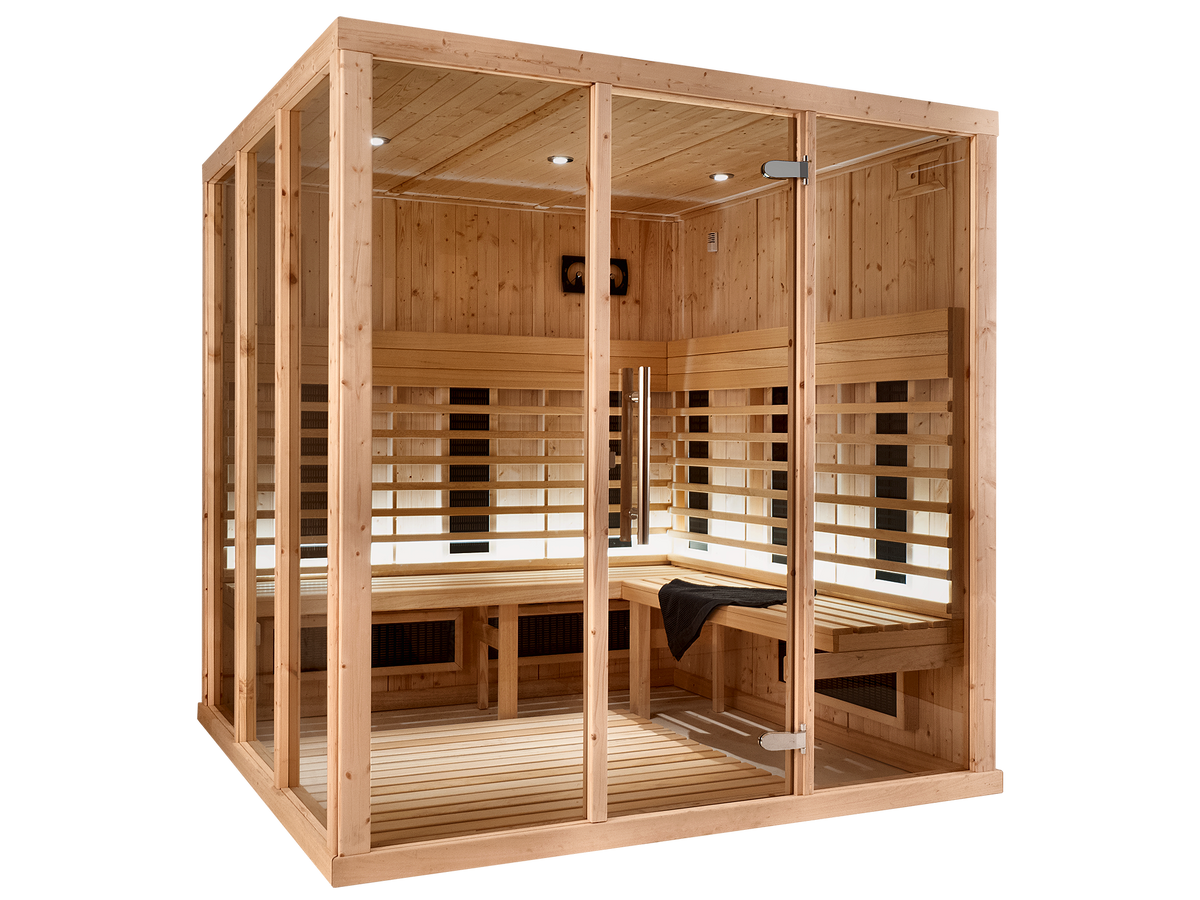 6 Person Square Indoor Infrared Sauna with Parallel Benches
