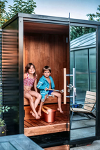 2 Person Compact Outdoor Sauna with Mirror-Glass Facade