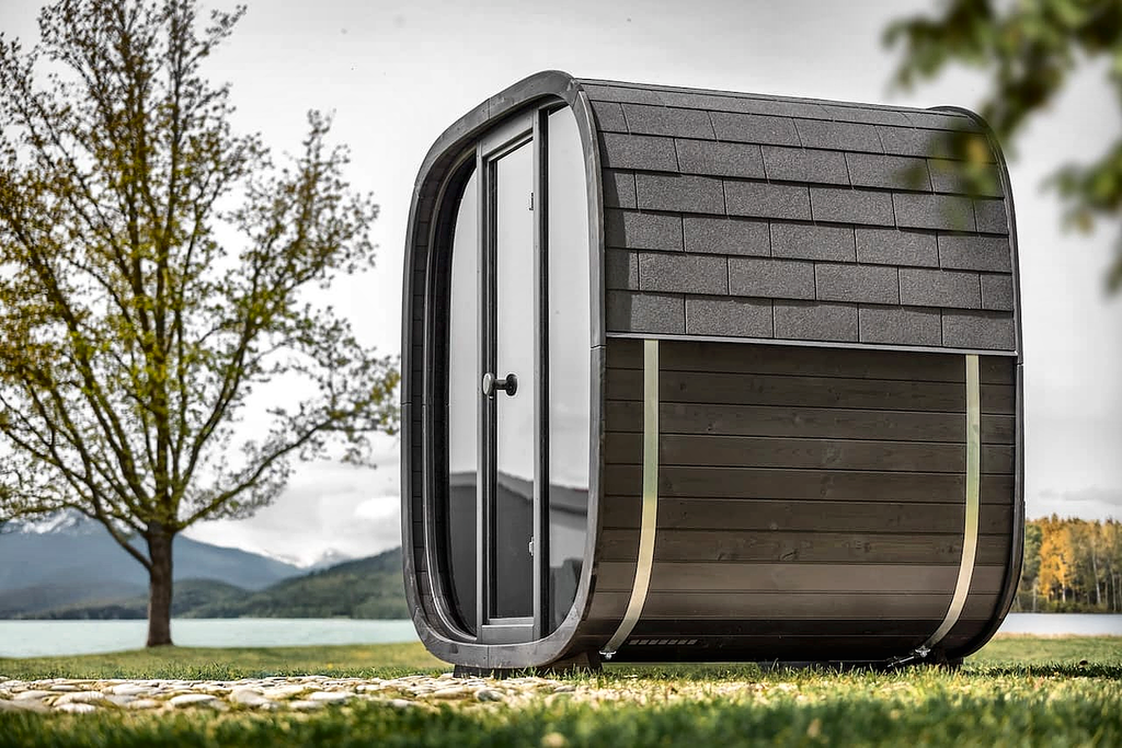 4 Person Black Cube Outdoor Sauna with Wi-Fi Heater Control