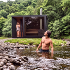 Large Outdoor Sauna with Built-In Shower