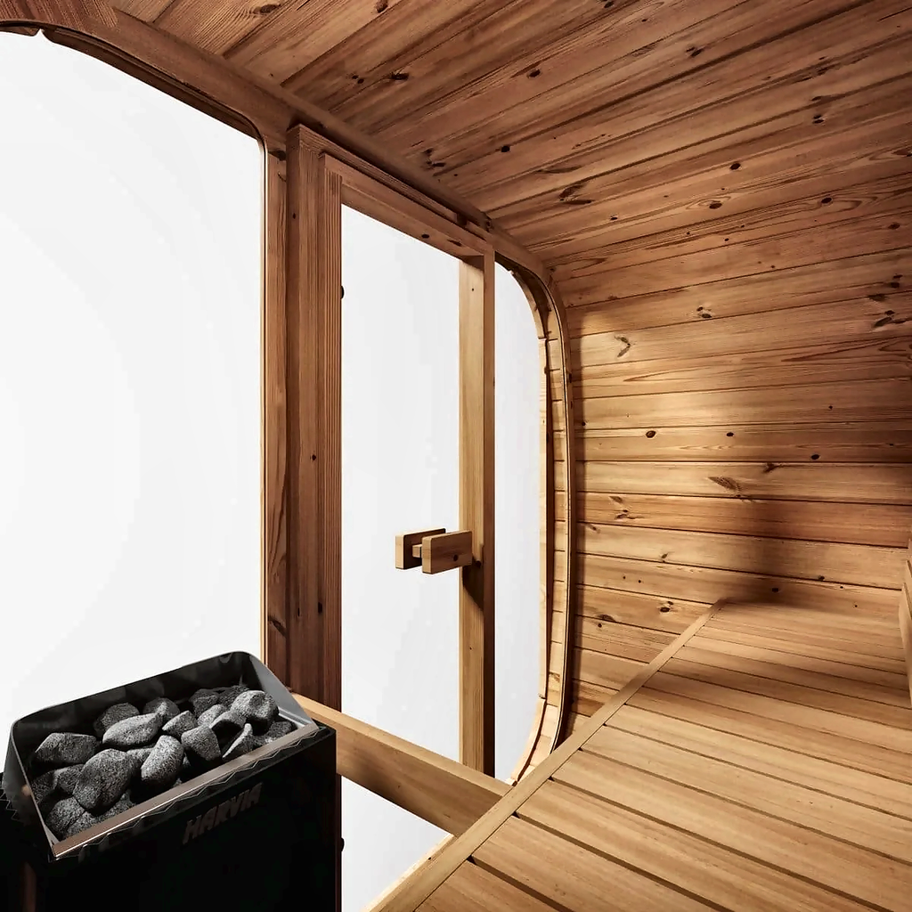 Compact Nordic Outdoor Sauna with Glass Front