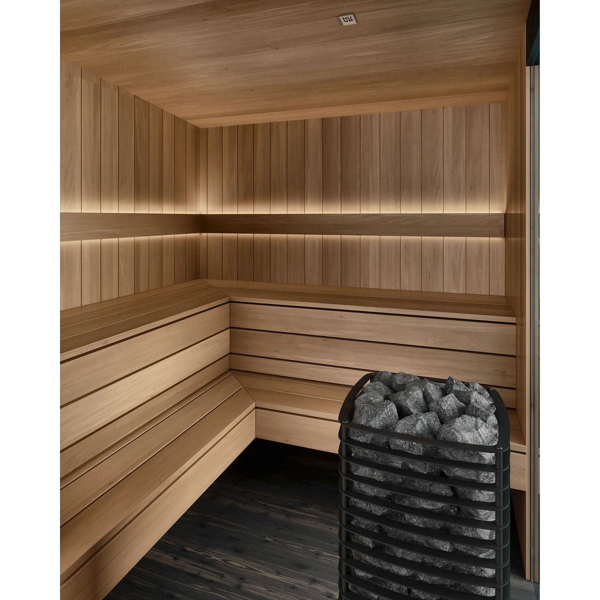 5–6 Person Modern CLT Outdoor Sauna with L-Shaped Benches
