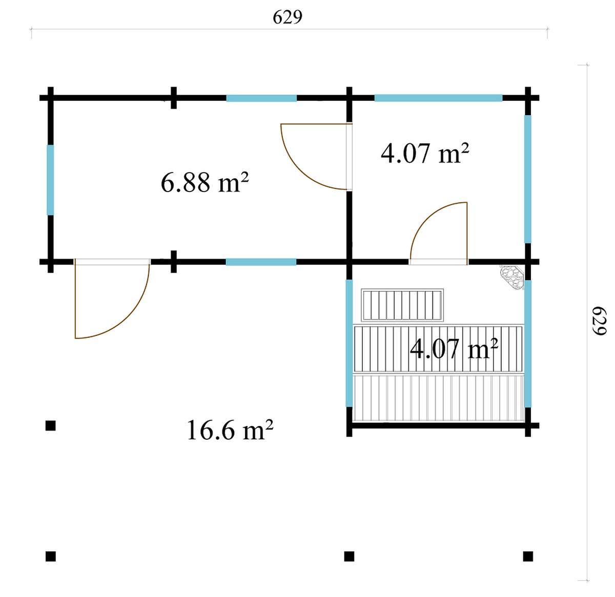 3-Room Nordic Sauna Cabin with Lounge and Terrace