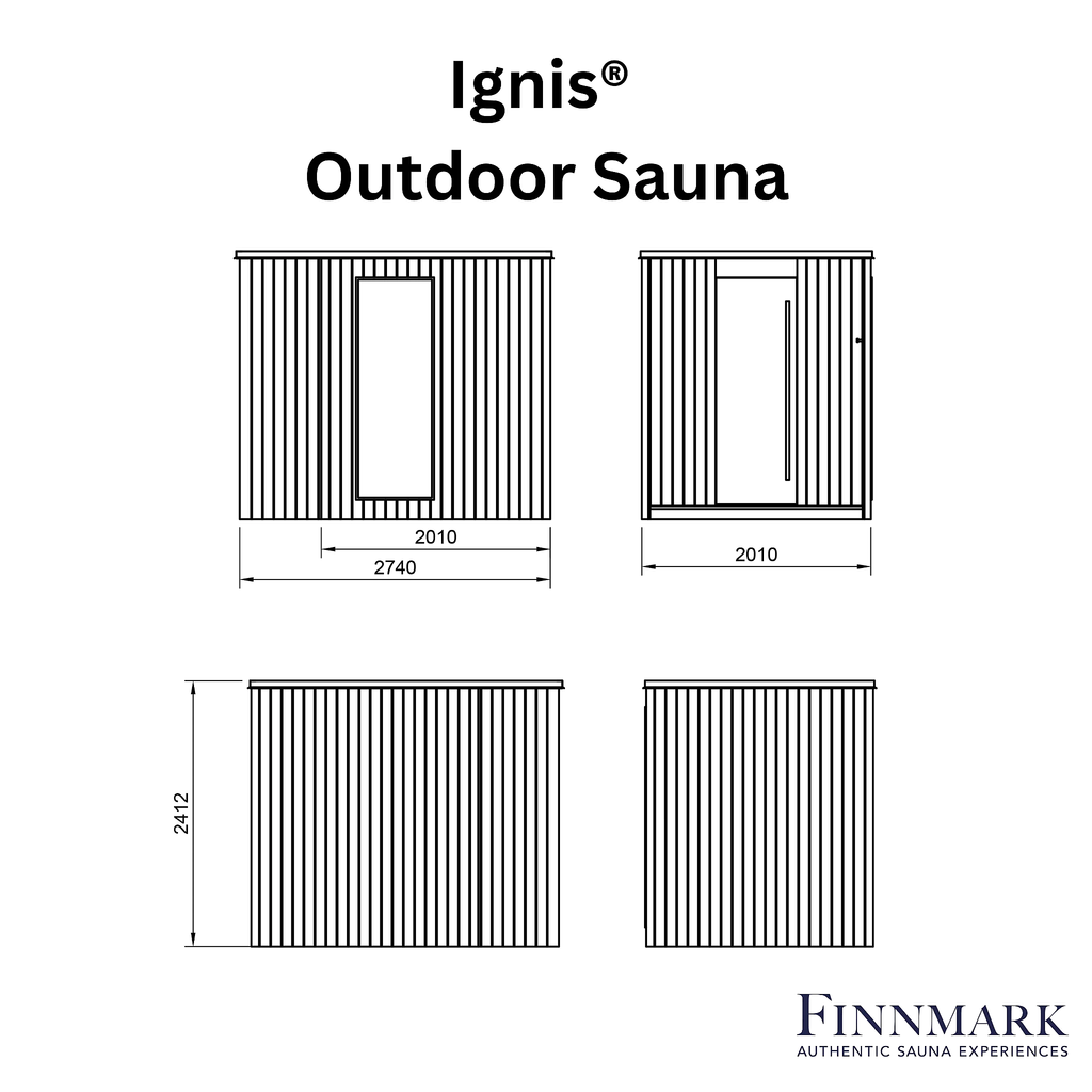 3–4 Person Modern CLT Outdoor Sauna with 9kW Heater