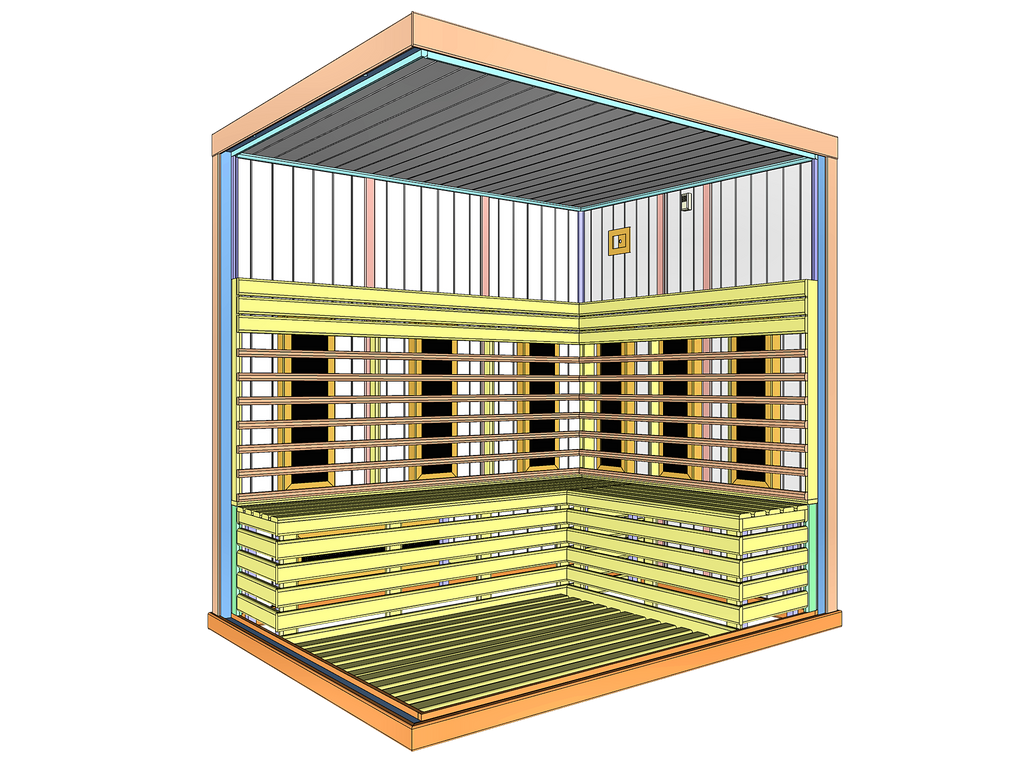 4 Person Indoor Infrared Sauna with  L-shaped Benches