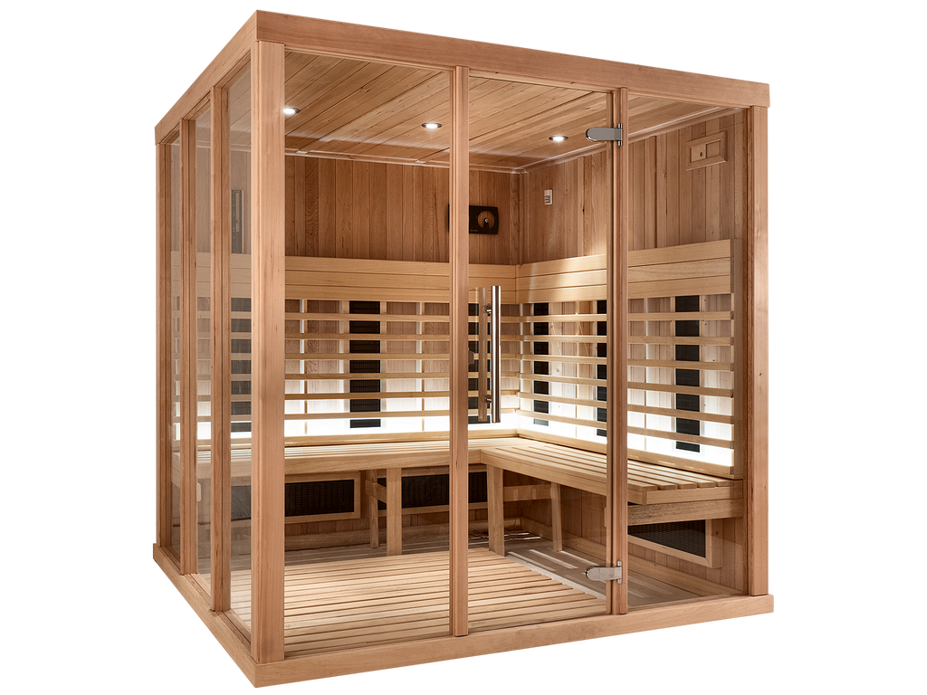 6 Person Square Indoor Infrared Sauna with Parallel Benches