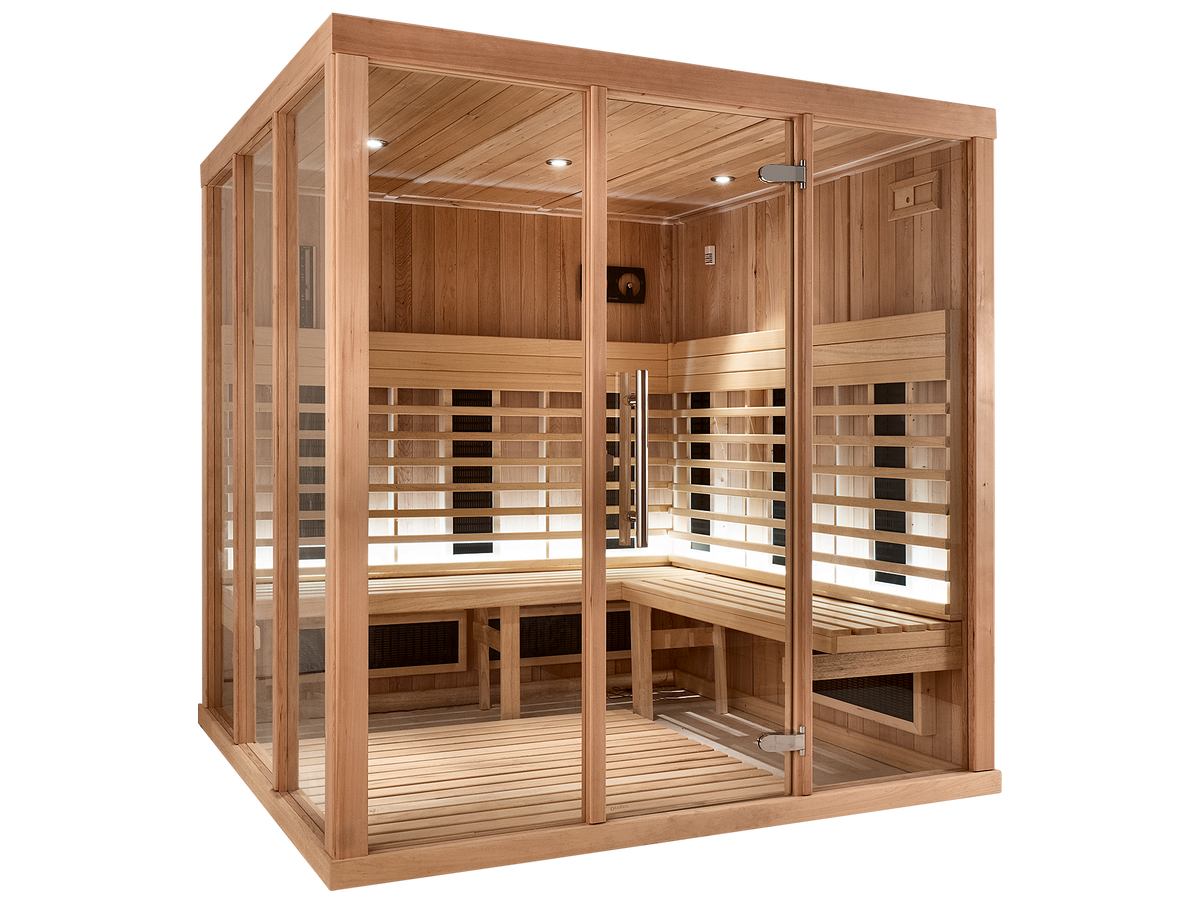 6 Person Square Indoor Infrared Sauna with Parallel Benches